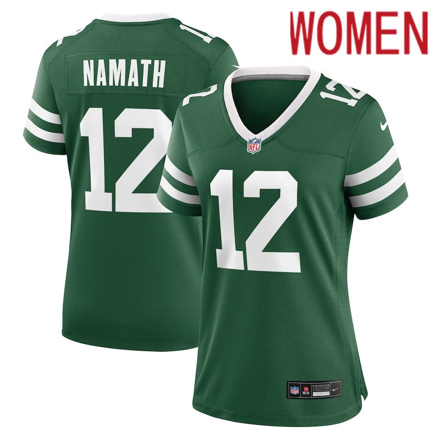 Women New York Jets #12 Joe Namath Nike Legacy Green Retired Player Game NFL Jersey->new york jets->NFL Jersey
